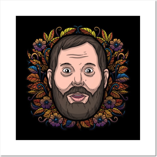 Bert Kreischer (Flowered) Wall Art by Baddest Shirt Co.